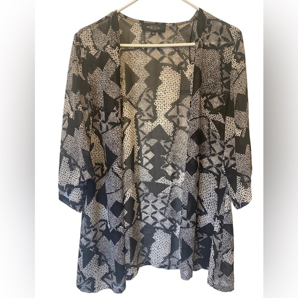 Michel Studio Black&White Sheer Cardigan Size 14 - Picture 1 of 5